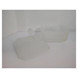 Tiara Indiana Glass Frosted White Honey Bee Hive Covered Footed Candy Dish Bowl