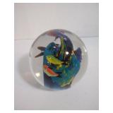Murano Fish Paperweight Colorful 3.5" Globe