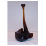 VINTAGE AMBER BOTTLE BUD VASE GLASS MODERN ART