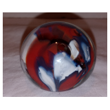 Hand Blown Art Glass Paperweight Patriotic Red White Blue