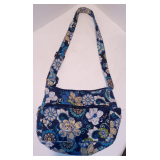 Vera Bradley Hobo Purse, Blue with Flowers and Two Pockets