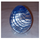 Vintage Periwinkle Swirl Art Glass Egg Paperweight 2.5"