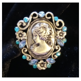 Vintage Blue Cameo Brooch Pin