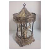 Wallace Silversmiths Silver Plated 4 Horse Carousel Wind Up Music box