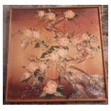 37" x 37" Asian Oil Painting by Stephen Kaye in Bamboo Style Wooden Frame