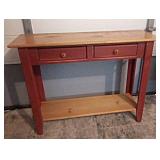 Vintage Wooden Side Table with Drawers, 32" x 42" x 14.25"