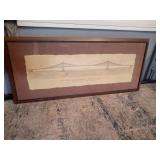 Brooklyn Bridge Vintage Framed Artwork, 40" x 18"