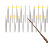 Leejec 20pcs Flameless Taper Floating Candles with Magic Wand Remote