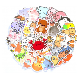 Animal Stickers for Kids – 50 Pcs Cute Water Bottle Stickers – Waterproof Vinyl Stickers 