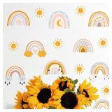 Boho Rainbow Wall Decal Stickers for Kids Bedroom Removable Rainbow Sun Wall Stickers 