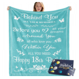 Birthday Gift Blanket Throw for 18 Year Old Girls/Boys 60" X 50" (BLUE)