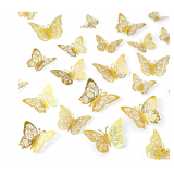 Crosize 72 Pcs Gold Butterfly Decorations, 3 Sizes 3 Styles, 3D Butterfly Wall Decor