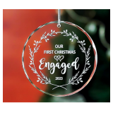 Our First Christmas Engaged Ornament 2023, Wedding Engagement Decoration Ornament Gifts for Fiance F