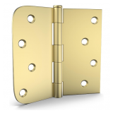 Pack of 3 4in Door Hinges Brushed Brass Gold Door Hinges Butt Hinges with Square & Round Corners, In