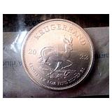 South Africa 1oz. Silver Krugerrand 2022- In plastic-Uncirculated