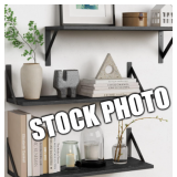 Black Floating Shelves 24 inches Long Set of 3, 24 x 8 Inch Deep 