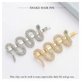 JAKAWIN Rhinestone Hair Clip Pins Snake Hair Barrette 