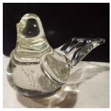 Vintage Glass Paperweight Bird with Bubbles inside