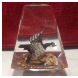Vintage Clear Acrylic Paperweight Carved Wooden Canadian Goose