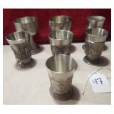 Vintage Lot of 7 (SEVEN) Pewter Shot Glasses- DUERER