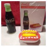 Coca Cola Pop Bottle & Hot Dog Salt & Pepper Shakers with original packaging