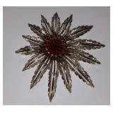 Sarah Coventry Brooch Pin Starburst Flower Gold Tone Etched