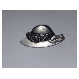 Silver Tone Hat Brooch Pin with Floral Band