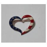 Vintage Patriotic Heart Brooch Pin