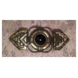 Vintage Gold tone Art Deco Style Cabochon Glass Brooch Pin