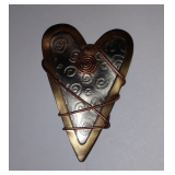 Mixed Metals Heart Pin Brooch