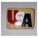 USA Wooden Themed Patriotic Brooch