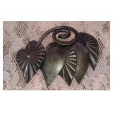 Vintage Copper-Wrought Iron Theme Leaves Brooch