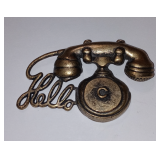 Vintage Telephone Brooch Metal Rotary Telephone Pin Hello Phone Old Fashion Pin
