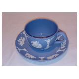 Vintage Wedgwood Jasperware Blue & Cream Tea Cup and Saucer