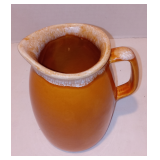 Vintage Mid Century Modern Hull Pottery Tangerine Drip Glaze 6.75 Inch Pitcher