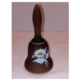 Vintage Westmoreland Brown Satin Hand painted Hand Bell Daisy Bell