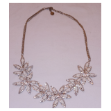 Vintage Lovely Lucite & Rhinestone Necklace, with a "T" mark