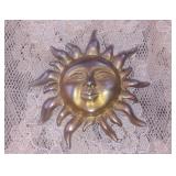 Vintage Goldtone Sun Face Pin, Unsigned Gold Colored Sun Brooch