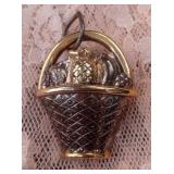Vintage Fruit Basket Gold & Silver Tone Brooch-Marked Bost