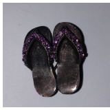 Vintage Flip Flops Pin Purple Rhinestones Shoes Sandals