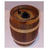 Vintage The New Somerset Wooden Barrel Coin Bank with Combination