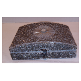 Silver Sequin Covered Storage Jewelry Box, 8"W x 3"H