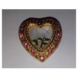 Heart Shaped Rhinestone Brooch Pin