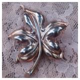 Trifari Gold Tone Leaf Brooch