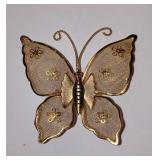 Vintage Gold Tone Mesh Butterfly Brooch