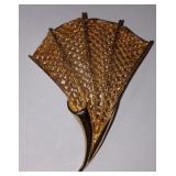 Vintage Gold Tone Filigree Fan Brooch
