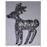 Vintage Christmas Brooch, Santa Reindeer Pin, Designer Signed Talbots