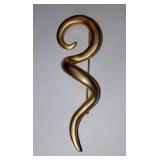 Vintage Wavy Swirl Abstract Vintage Modernist Brooch Matte Gold Tone