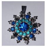 Blue Rhinestone Brooch Pin