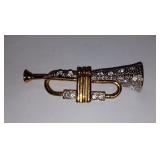 Musical Theme Trumpet Brooch Pin